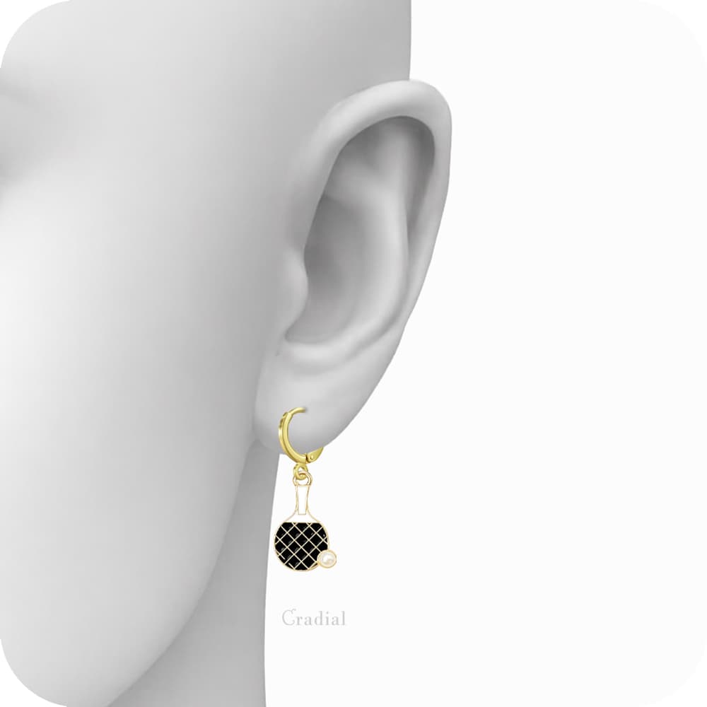 Black Racket Earrings