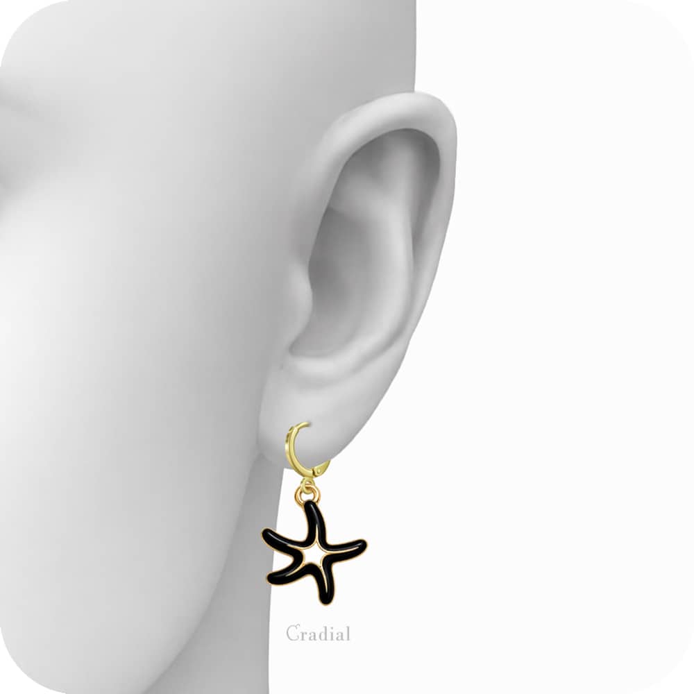 Black Star Fish Earrings