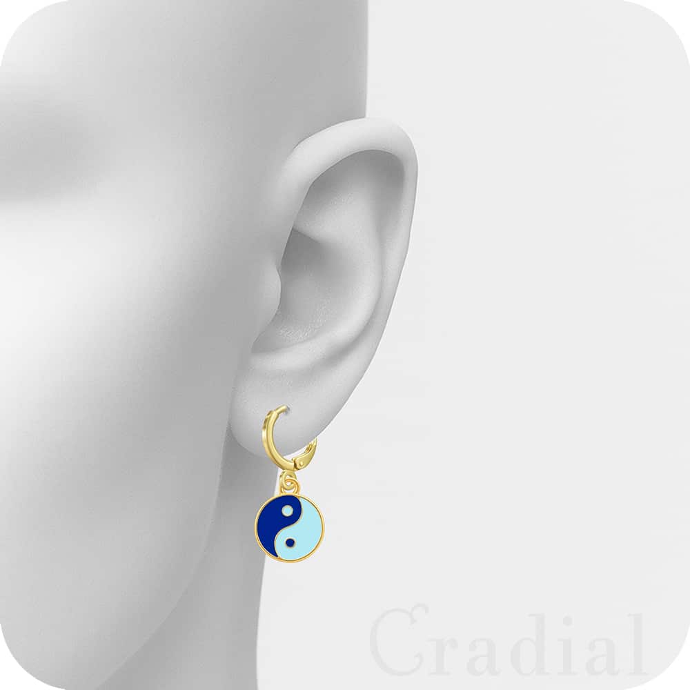 Blue Yin Yang Earrings