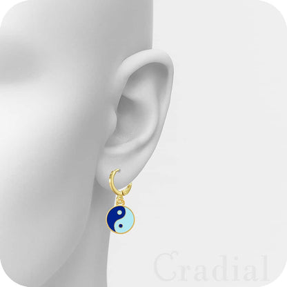 Blue Yin Yang Earrings
