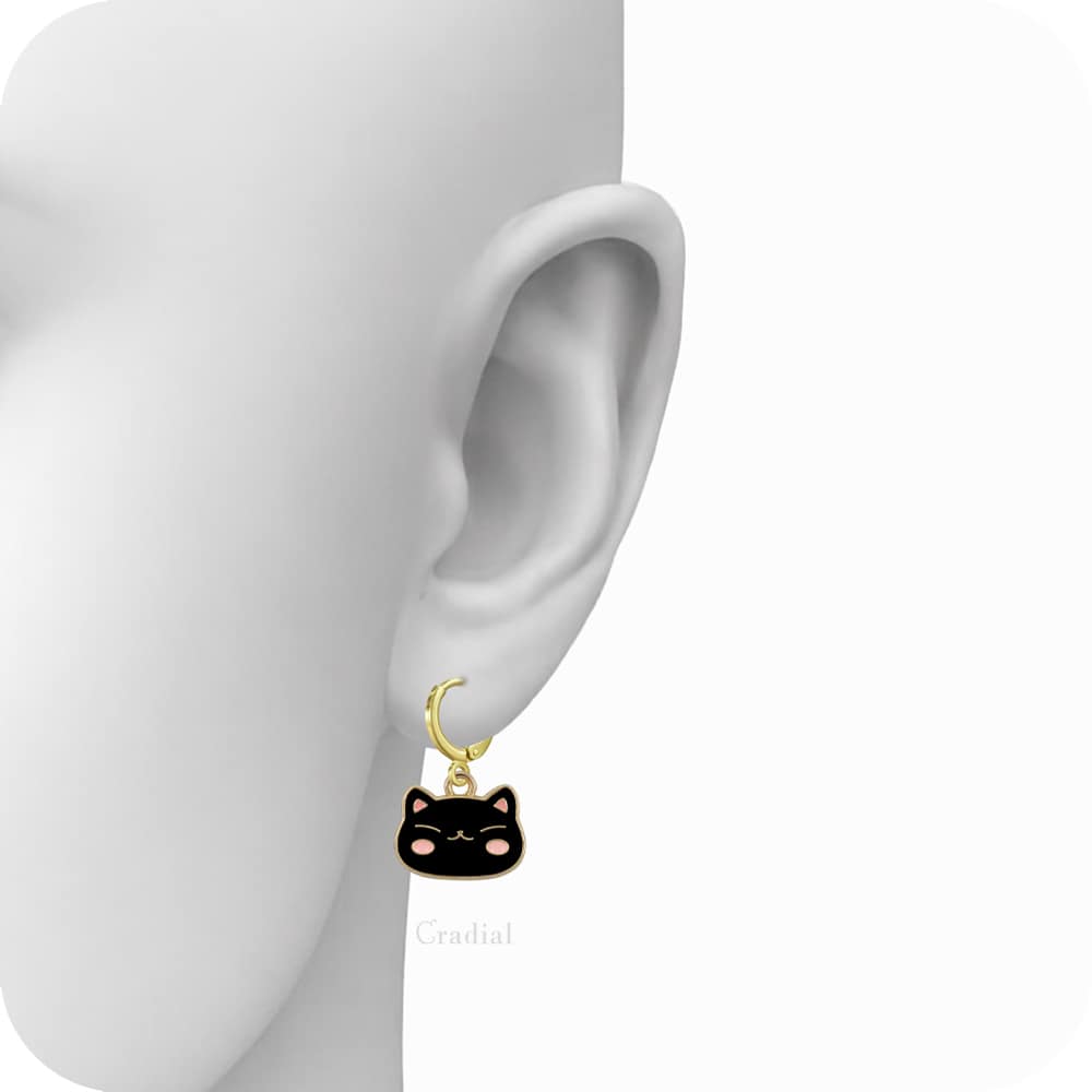 Blush Cat Black Earrings