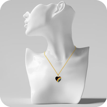 Black Rainbow Heart Necklace