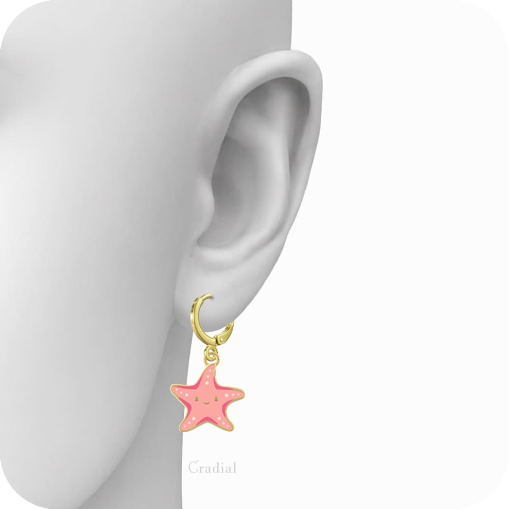 Peach Star Fish Earrings