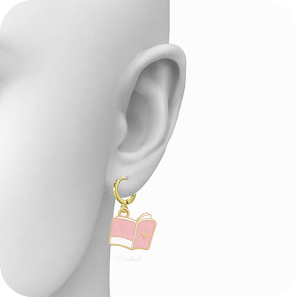 Pink Book Earrings