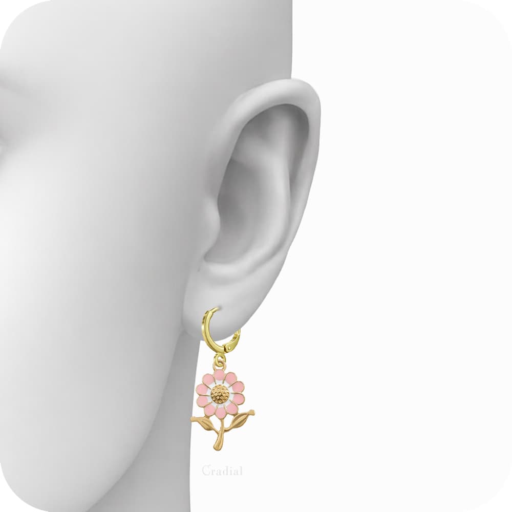 Pink Flower Big Earrings