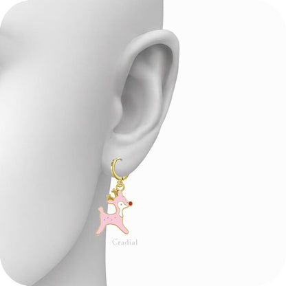 Pink Raindeer Earrings