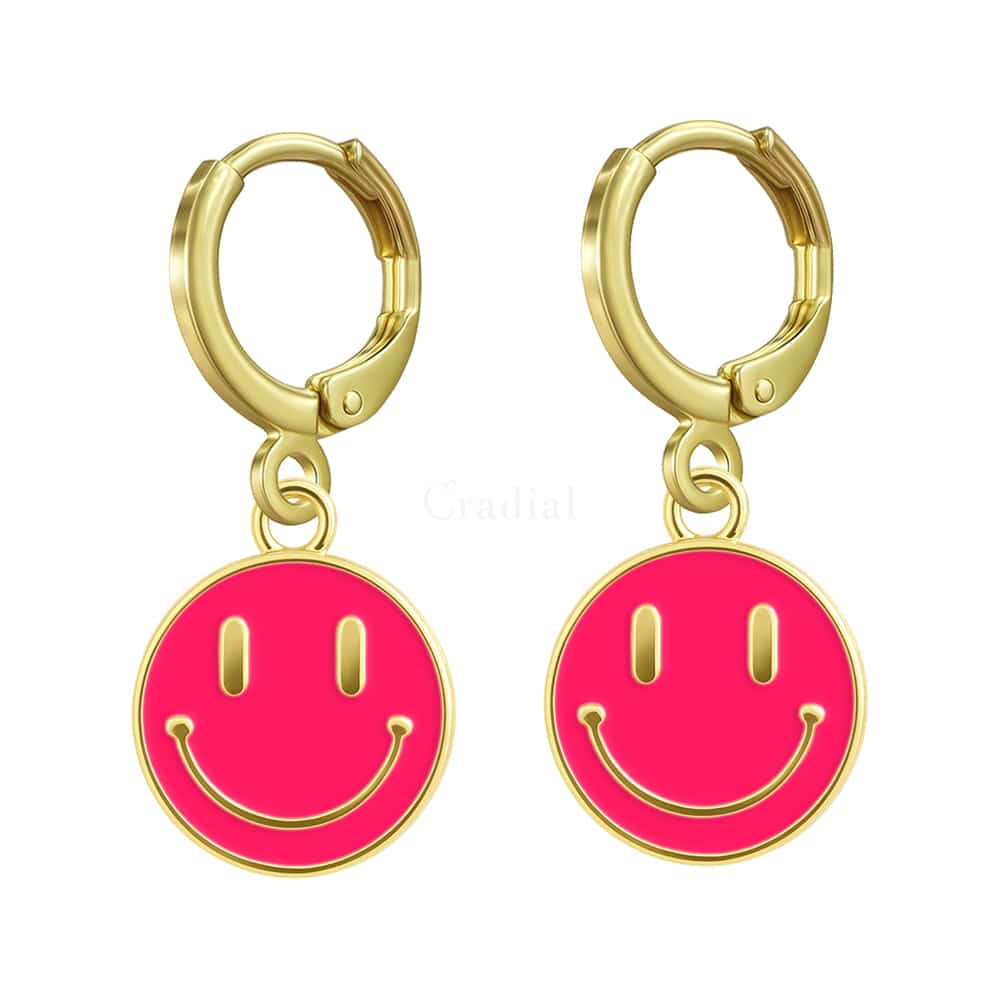Pink Smiley Earrings