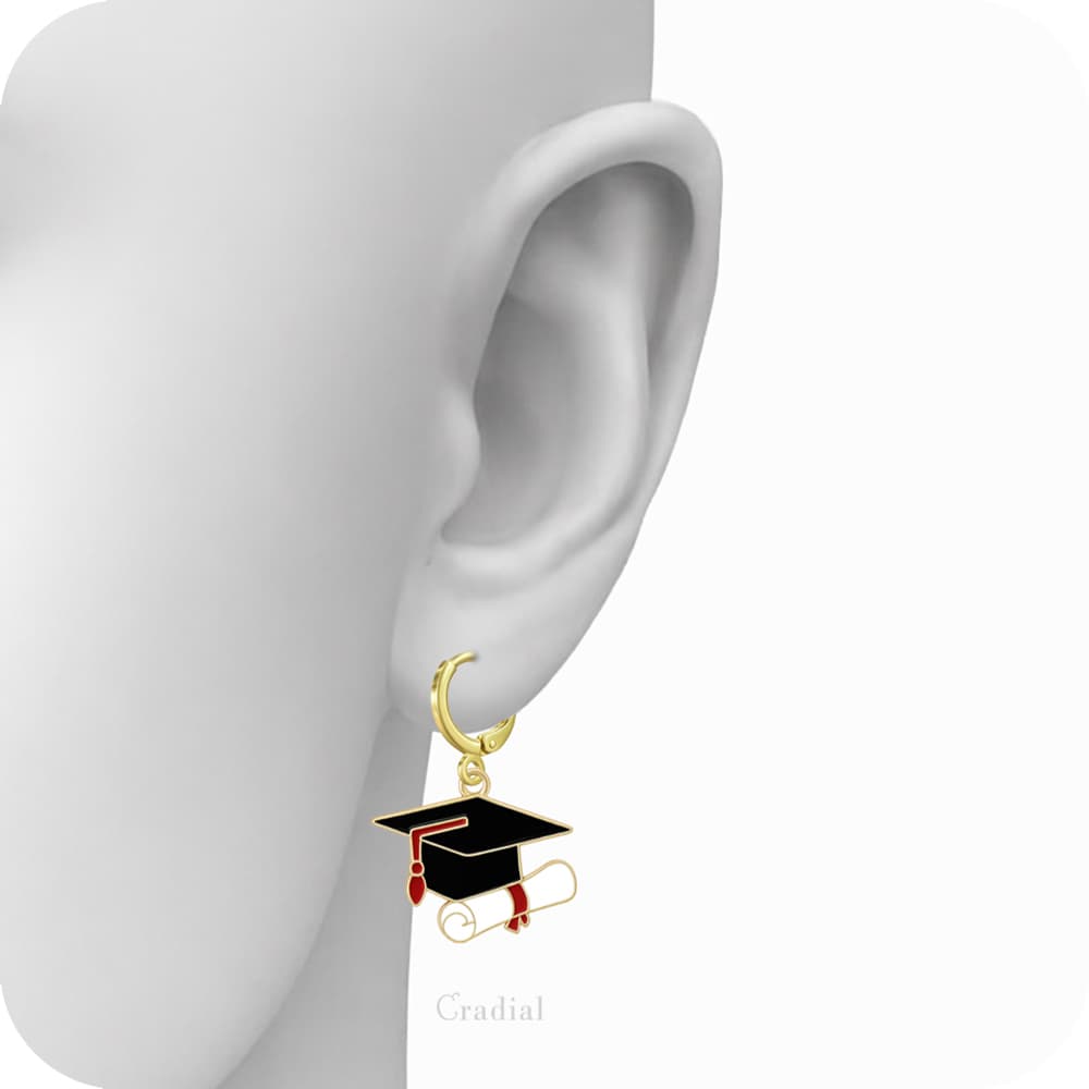 Red Grad Cap Earrings