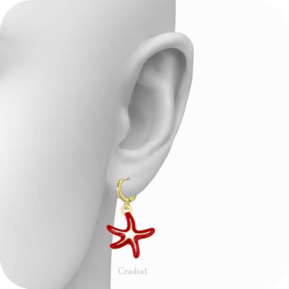 Red Star Fish Earrings