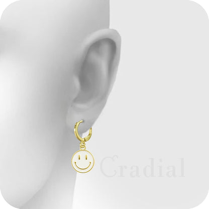 White Smiley Earrings