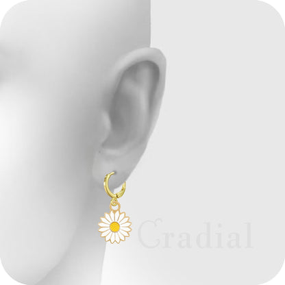 White Daisy Earrings