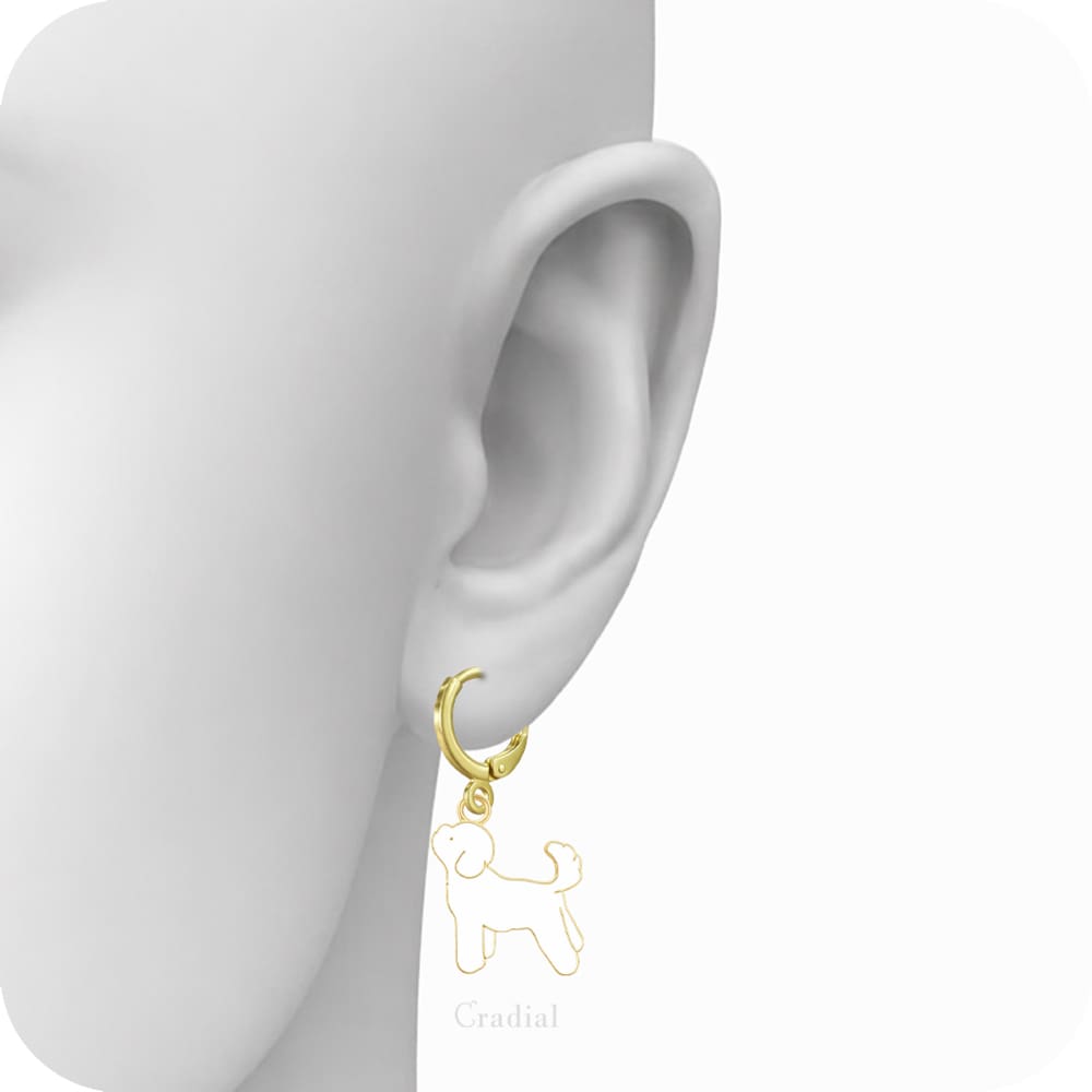 White Dog Earrings