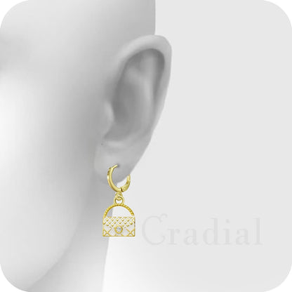 White Handbag Earrings