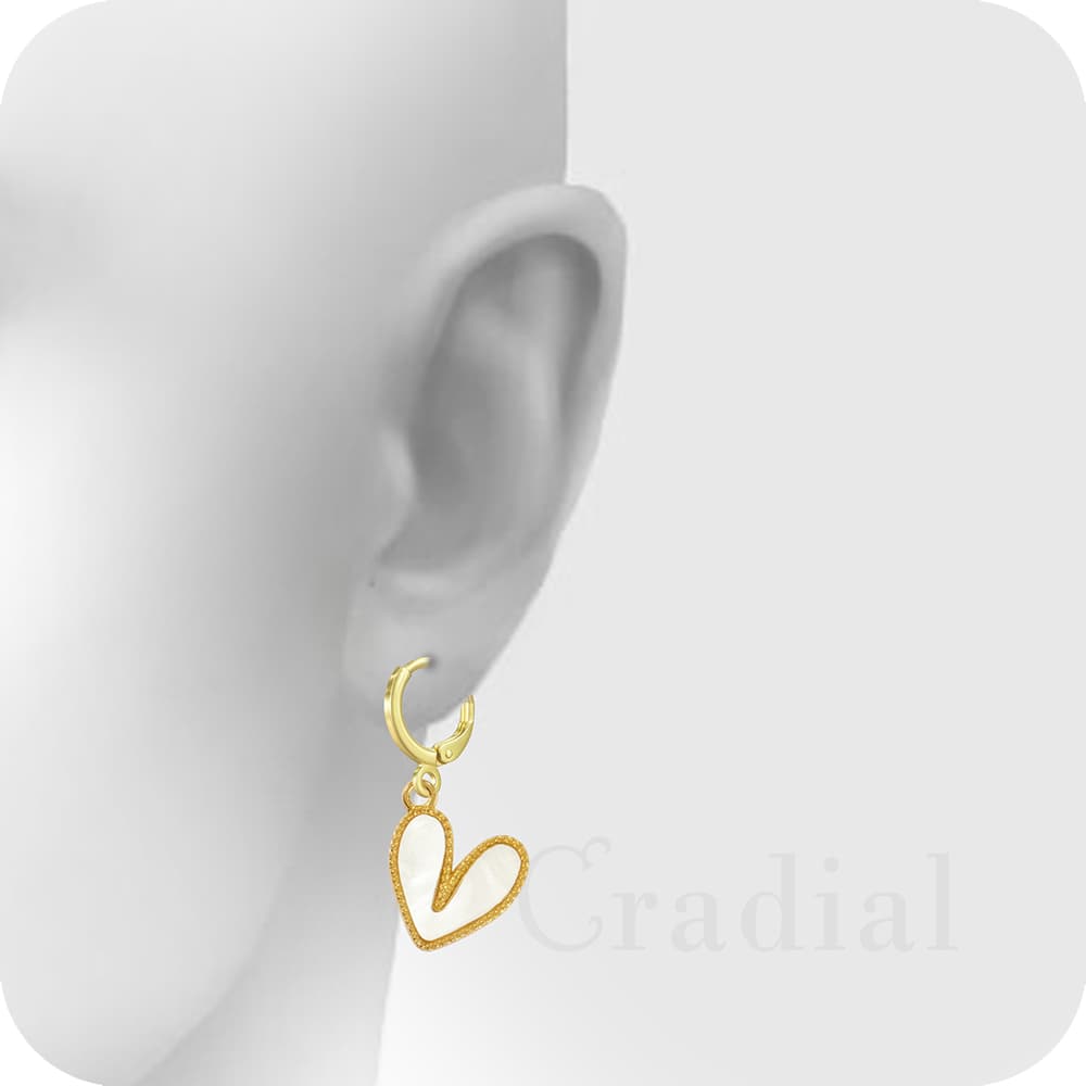 White Heart Earrings