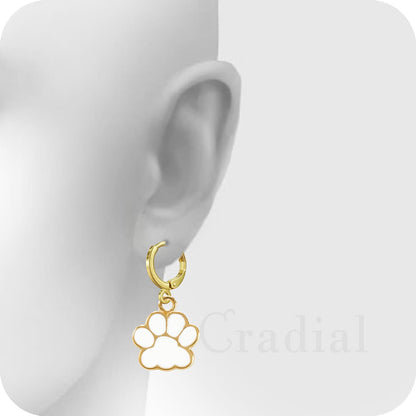 White Paw Earrings