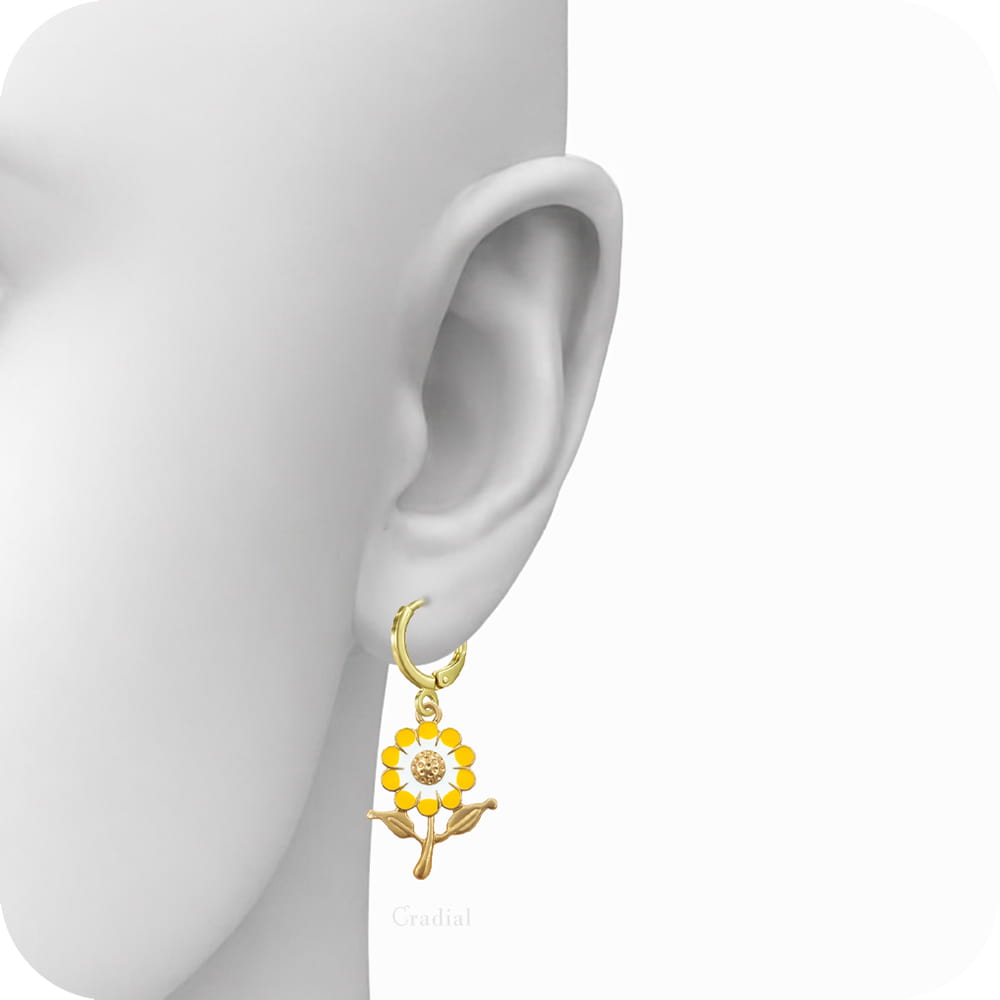 Yellow Flower Big Earrings