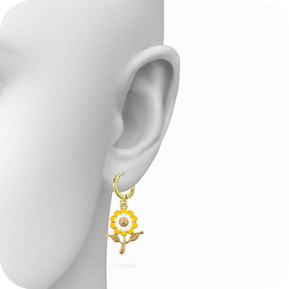 Yellow Flower Big Earrings