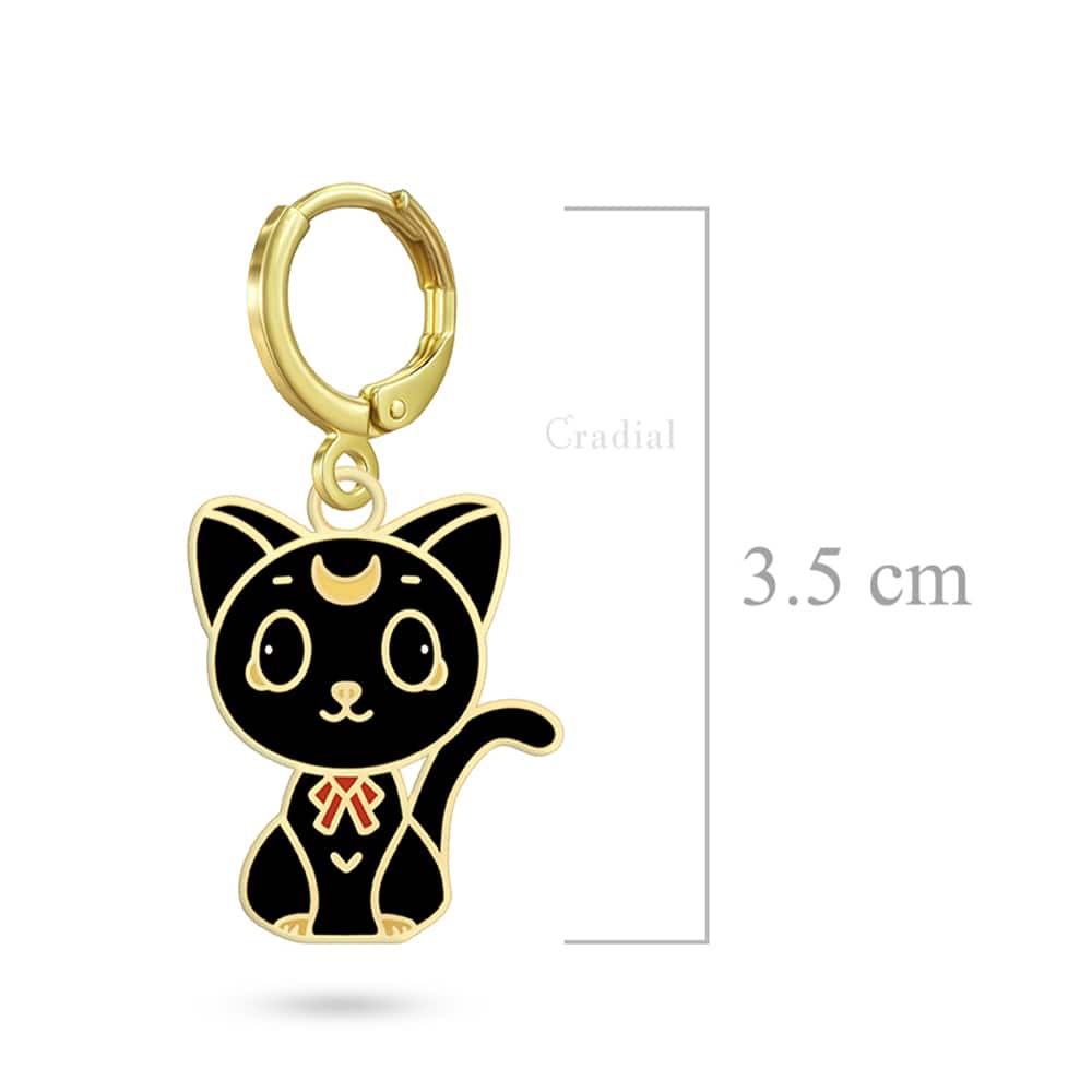 Black Cat Moon Earrings