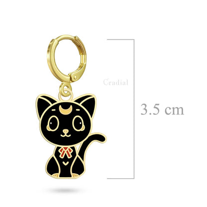 Black Cat Moon Earrings