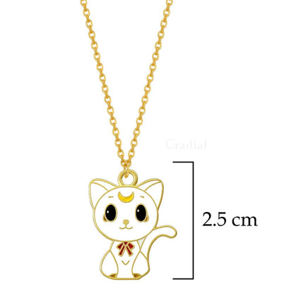 White Cat Moon Necklace