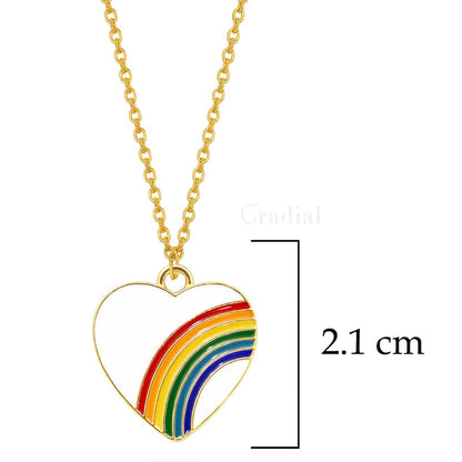 White Rainbow Heart Necklace