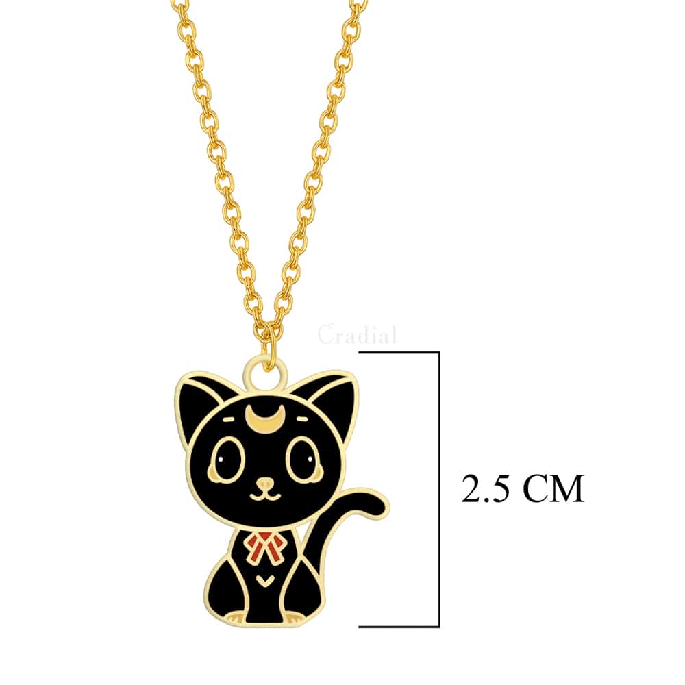 Black Cat Moon Necklace
