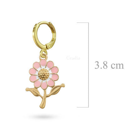 Pink Flower Big Earrings