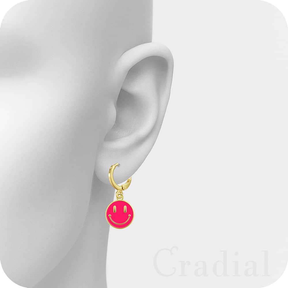 Pink Smiley Earrings