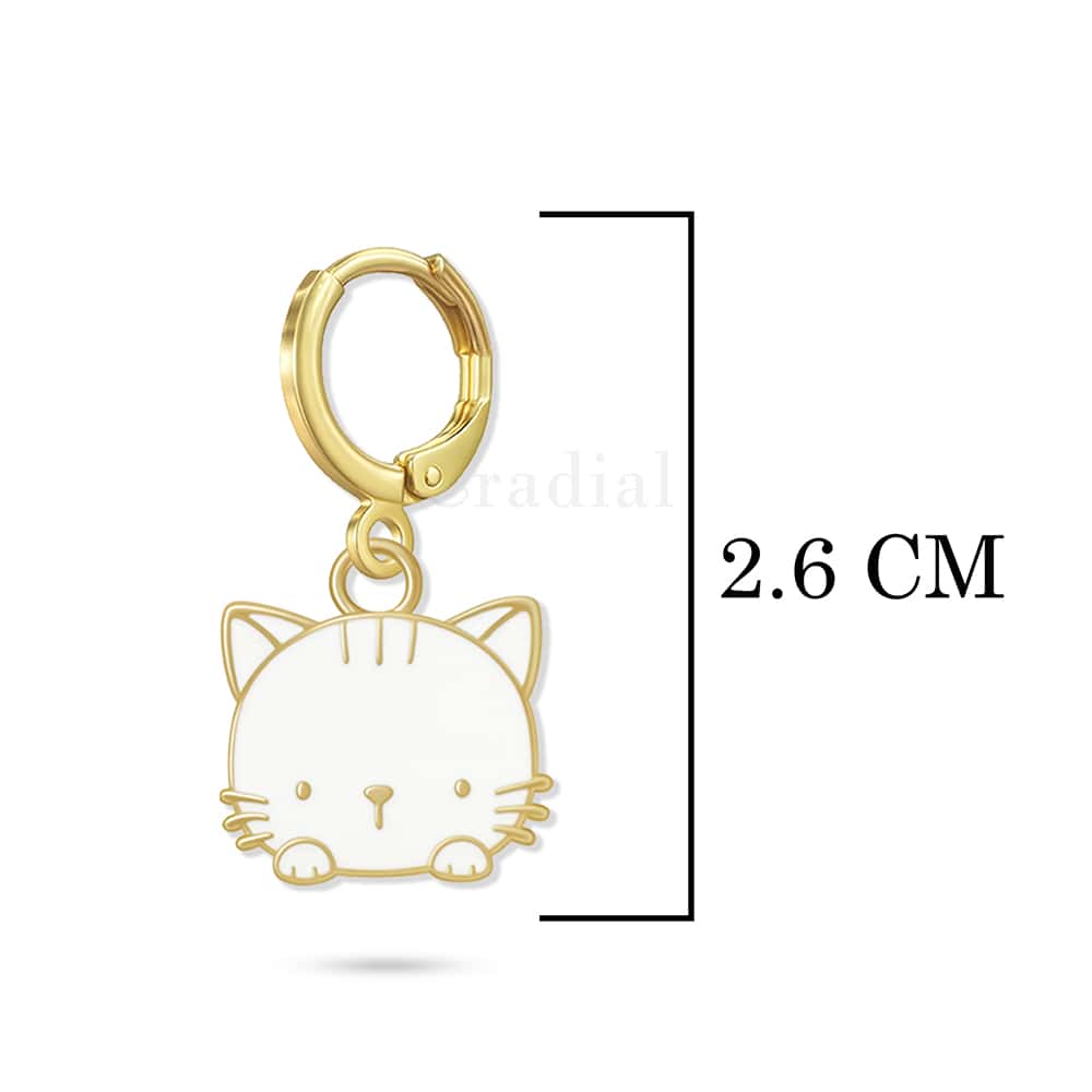 White Purr Cat Earrings