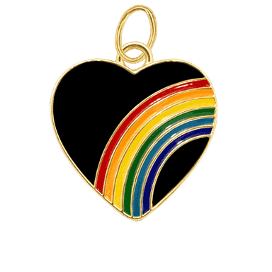 Black Rainbow Heart Charm