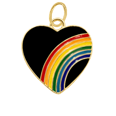 Black Rainbow Heart Charm