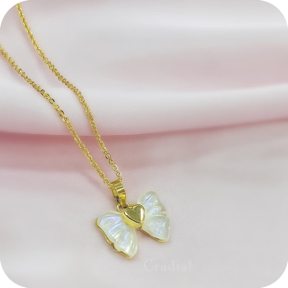 White Bow Necklace