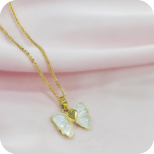 White Bow Necklace