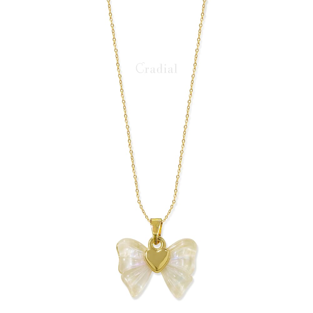 White Bow Necklace