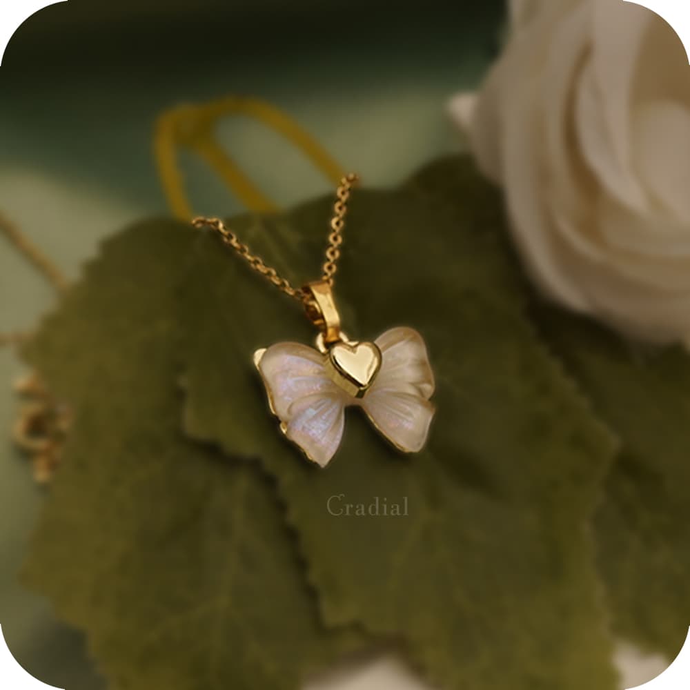 White Bow Necklace