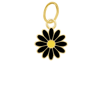 Tiny Black Daisy Charm